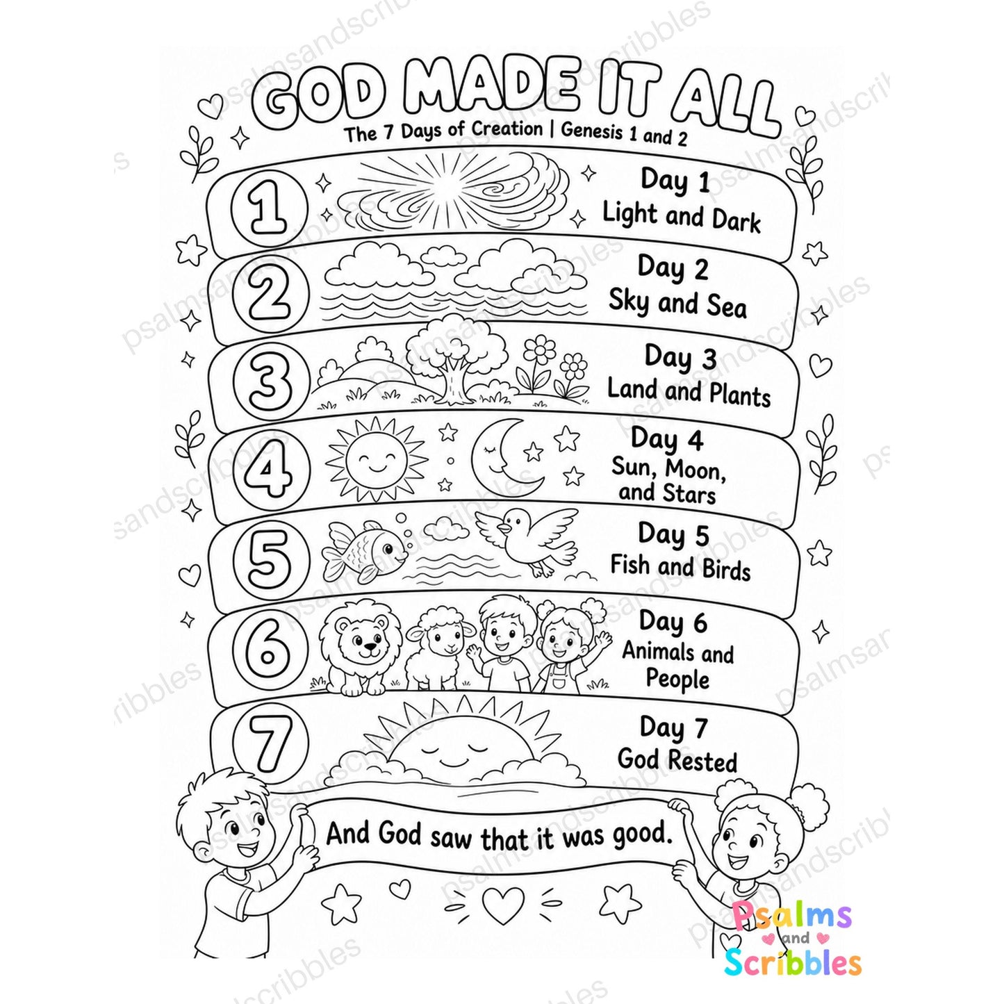 God Made It All coloring page, full page view